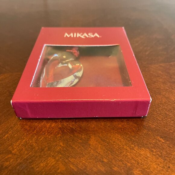 Mikasa Crystal Christmas 3D Madonna & Child Ornament Red Ribbon - Picture 5 of 8